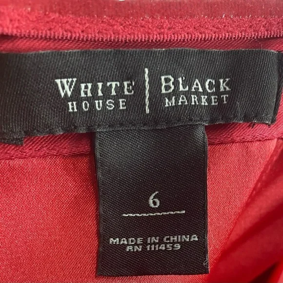 Strapless Red Party Prom Dress Sz 6 Black Sash Short Sexy Pleated Bodice 7” Slit - Picture 9 of 11